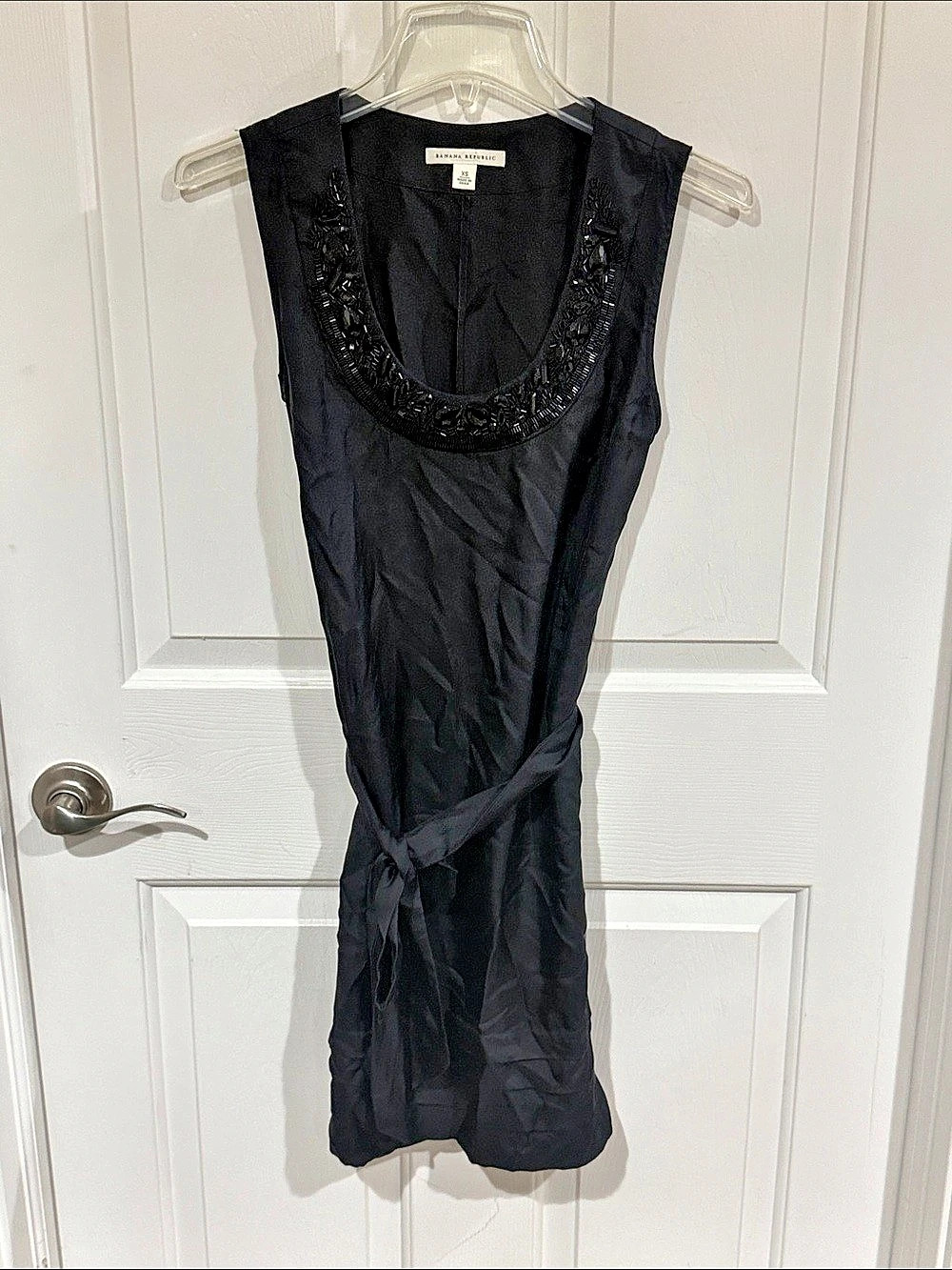 Banana Republic Beaded Silk Mini Dress in Black Size XS Like New bL5